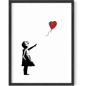 ALAYRA Banksy Girl With Red Balloon Wall Art Poster - There Is Always Hope (Black Framed, 12x16) 01