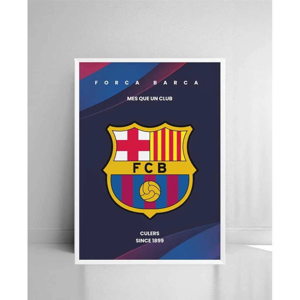 ALAYRA Barcelona Football Club Framed Poster (8 x 12 Inches) for Room Decor/Gifting/Football Fans/Barca Fans 01