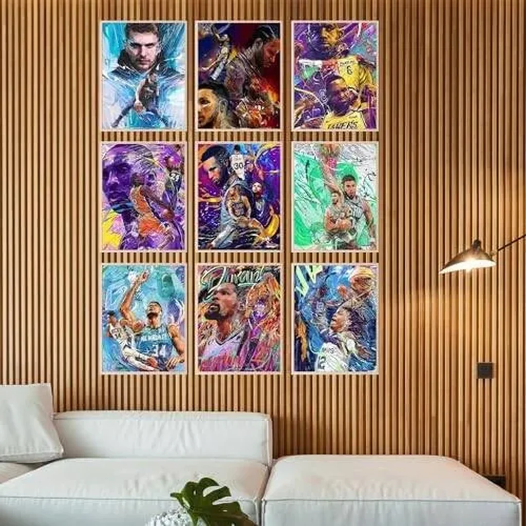 ALAYRA Basketball Posters - Basketball Posters for Boys Bedroom, Nba Art for Boys Room, Sports Wall Decor, Kobe Bryant, Lebron James, Steph Curry, Kawhi Leonard - Unframed Set of 9 (8x10) 01 - Image 3
