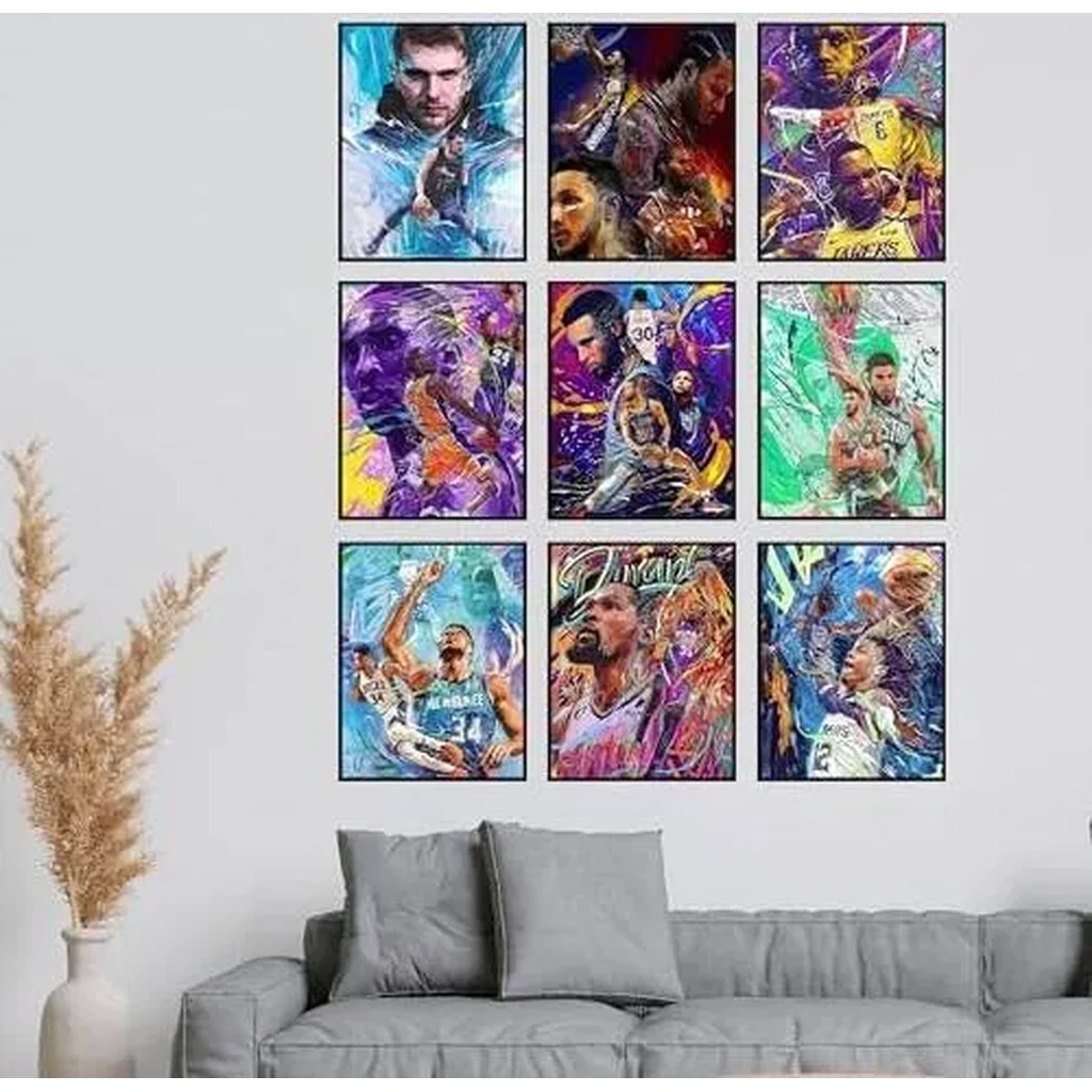 ALAYRA Basketball Posters - Basketball Posters for Boys Bedroom, Nba Art for Boys Room, Sports Wall Decor, Kobe Bryant, Lebron James, Steph Curry, Kawhi Leonard - Unframed Set of 9 (8x10) 01 - Image 5