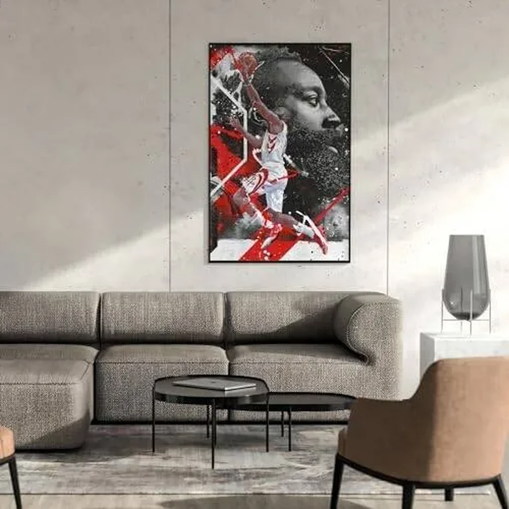 ALAYRA Basketball Stars Ja Harden Stephen Curry LeBron Ja Poster Canvas Art Bedroom Wall Decor Kids Room Decor Inspirational Gift (Harden) 01 - Image 2