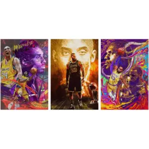 ALAYRA Basketball Stars LeBron and Kobe Poster Canvas Art Bedroom Wall Decor Kids Room Decor Inspirational Gift (3 Panels, 16x24in(40x60cm) 01