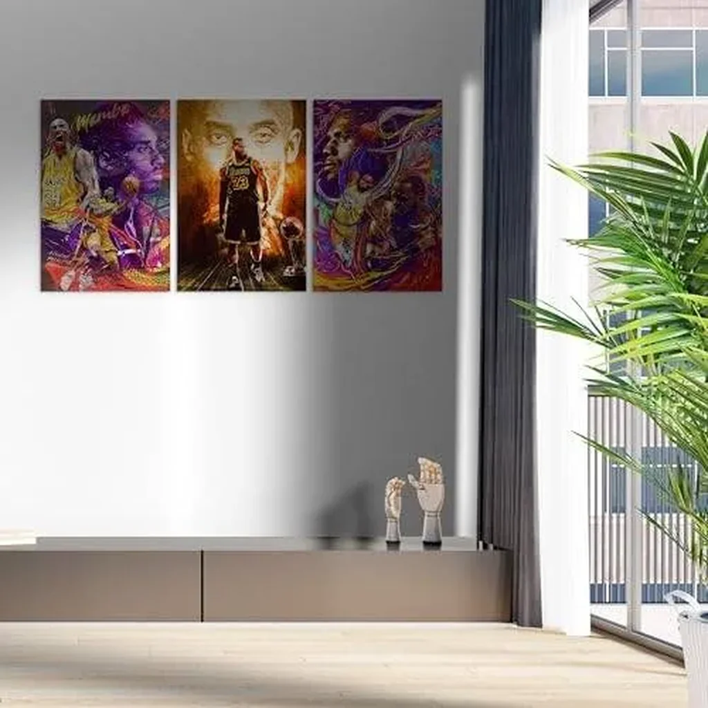 ALAYRA Basketball Stars LeBron and Kobe Poster Canvas Art Bedroom Wall Decor Kids Room Decor Inspirational Gift (3 Panels, 16x24in(40x60cm) 01 - Image 3