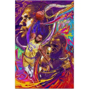 ALAYRA Basketball Stars LeBron Ja Poster Canvas Art Bedroom Wall Decor Kids Room Decor Inspirational Gift (LeBron James, 16x24in(40x60cm) 01