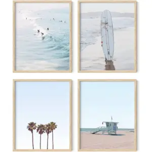 ALAYRA Beach Wall Art Prints - Set of 4 Ocean Beach Decor Art Prints Nautical Themed Beach Wall Decor and Decorations for Home Beach Art Prints Beach Decor for Bedroom (8"x10", UNFRAMED) 01