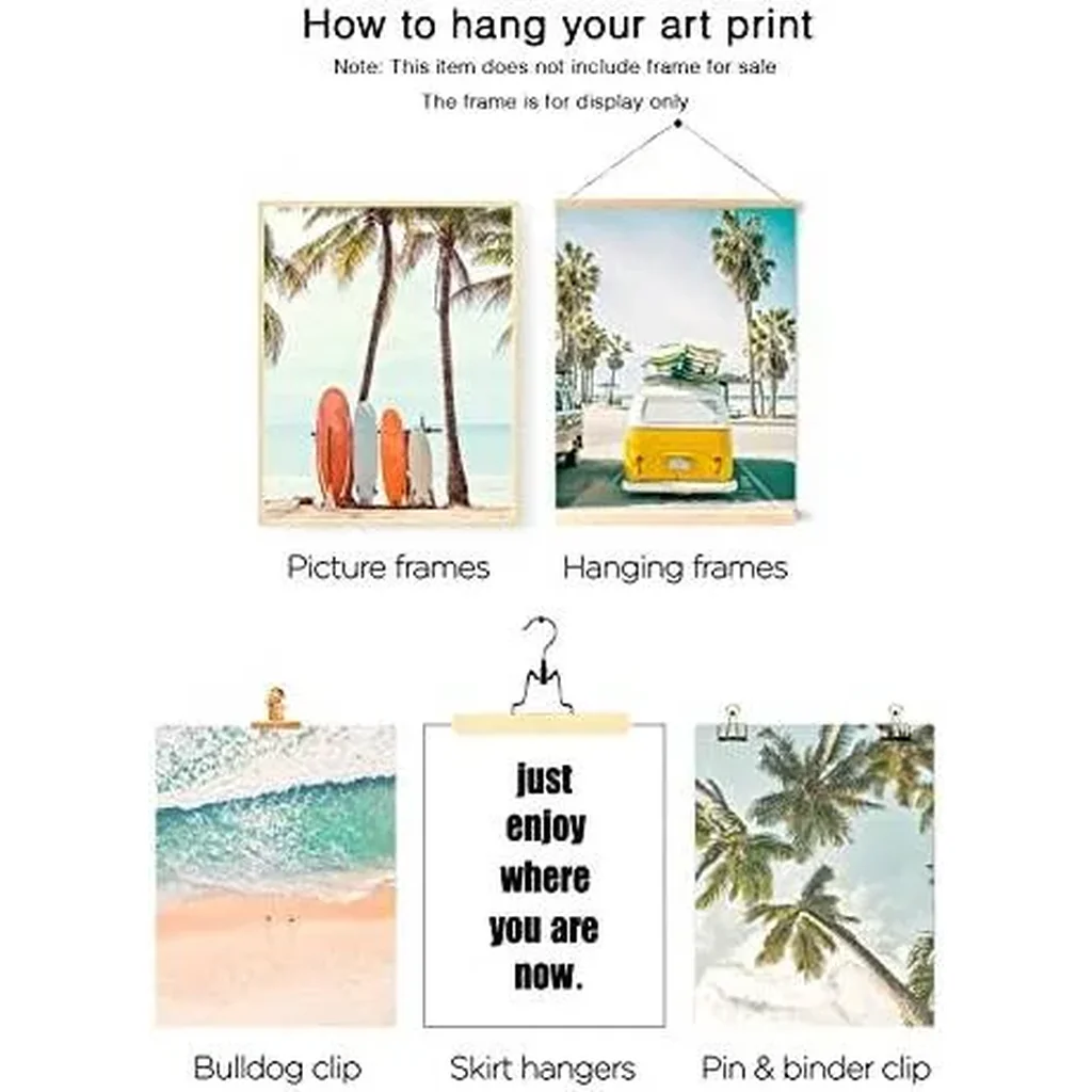 ALAYRA Beach Wall Art Prints Set of 6 Summer Seascape Palm Poster Wall Decor Nature Landscape Coastal Surf Art Prints Pictures Photography Photos Print on Canvas Wall Decor (8"x10" UNFRAMED) 01 - Image 2