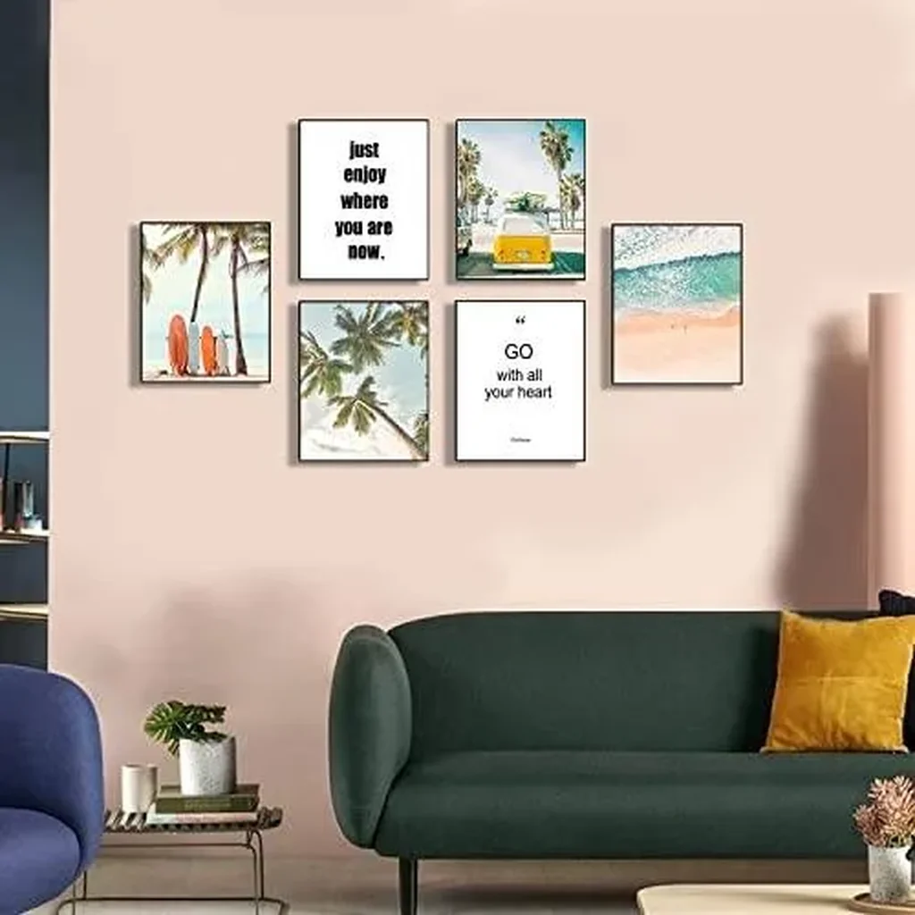 ALAYRA Beach Wall Art Prints Set of 6 Summer Seascape Palm Poster Wall Decor Nature Landscape Coastal Surf Art Prints Pictures Photography Photos Print on Canvas Wall Decor (8"x10" UNFRAMED) 01 - Image 6