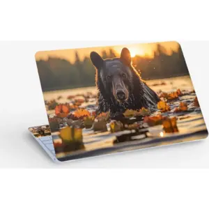ALAYRA Bear Sunset Animal, Laptop Skin Sticker Decal, 13.3 14 15 15.4 15.6 Inch Laptop Universal Vinyl Skin Sticker Cover, Dustproof, Waterproof, Decal Protector With Free 2 Wrist Pads 01