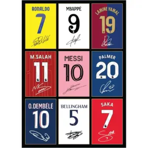 ALAYRA Bellingham Messi Palmer Ronaldo Mbappe Lamine Yamal Salah Dembele Saka Signed A4 Printed Photo Picture Display Gift For Football Fans Digitally Reproduced Signature Unframed 01