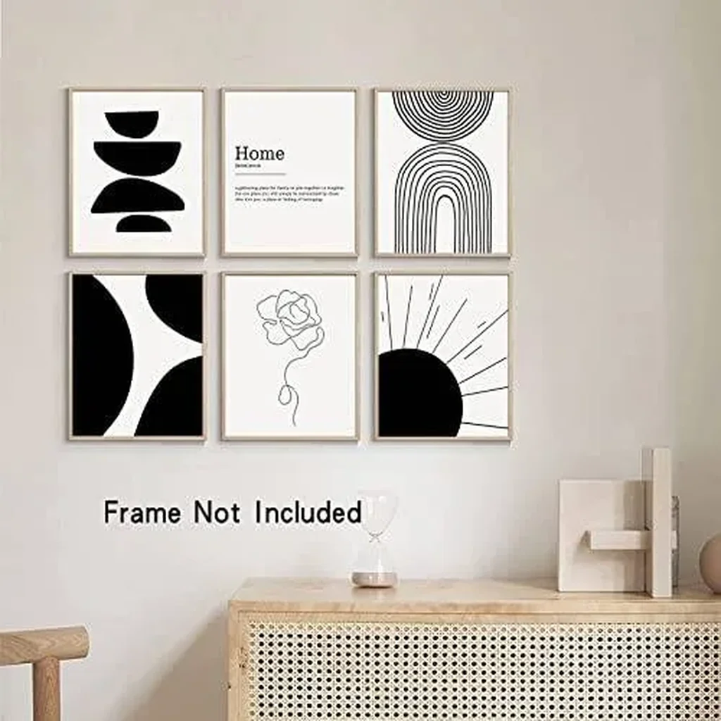 ALAYRA Black And White Boho Wall Art Prints, 8 X 10 Inch Unframe Set of 6 Boho Wall Decor Prints for Wall Decor, minimalist wall art, Abstract Wall Art Gallery Wall Art Earthy Wall Art Prints 01 - Image 2