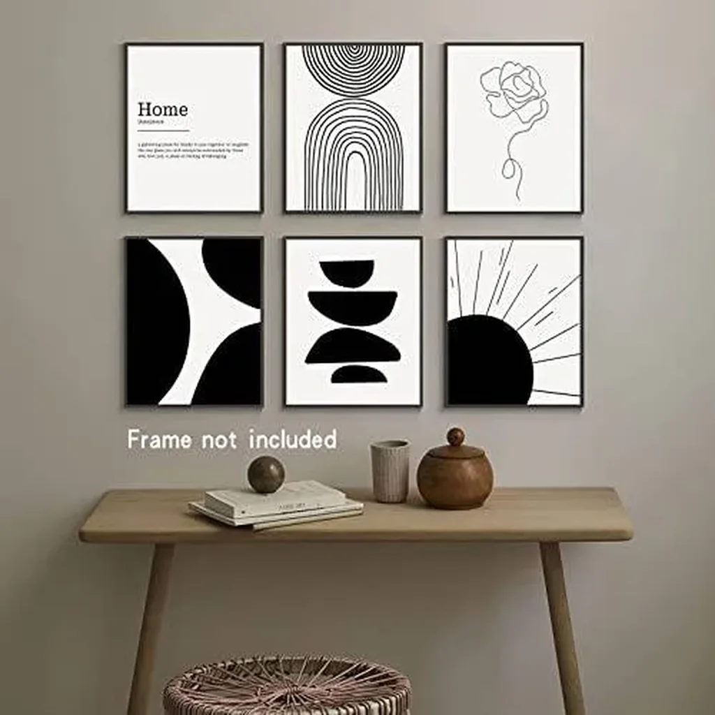 ALAYRA Black And White Boho Wall Art Prints, 8 X 10 Inch Unframe Set of 6 Boho Wall Decor Prints for Wall Decor, minimalist wall art, Abstract Wall Art Gallery Wall Art Earthy Wall Art Prints 01 - Image 3