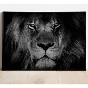 ALAYRA Black and White Lion Canvas Wall Art Animal Portrait Painting, Wild Lion Head Poster For Bedroom, Living Room, Dressing Room & Office Decor 12x16 inch (Unframed) 01