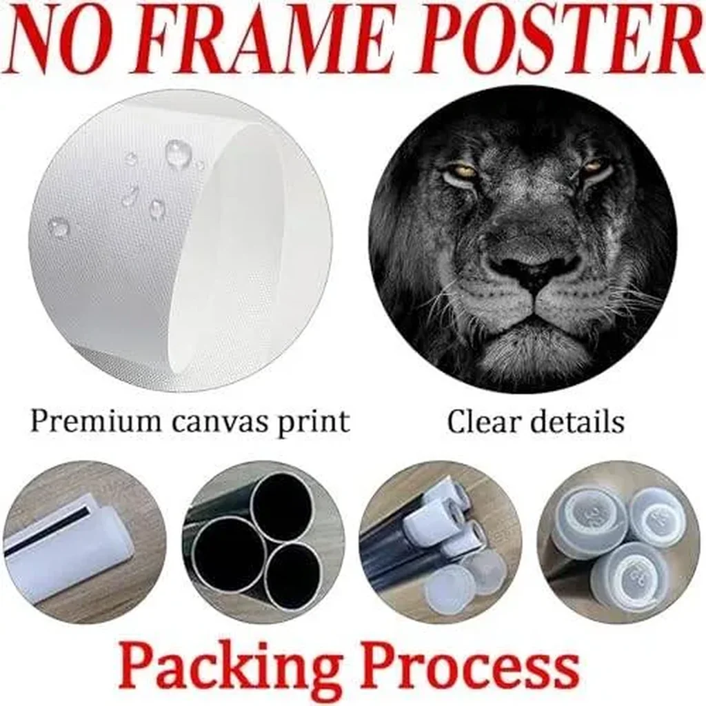 ALAYRA Black and White Lion Canvas Wall Art Animal Portrait Painting, Wild Lion Head Poster For Bedroom, Living Room, Dressing Room & Office Decor 12x16 inch (Unframed) 01 - Image 5