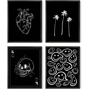 ALAYRA Black and White Poster - Skeleton Poster Art, Cool Posters For Room, Aesthetic Posters For Bedroom, Grunge Posters For Room Aesthetic, Skull Poster, Goth Posters (Unframed, 8x10) 01