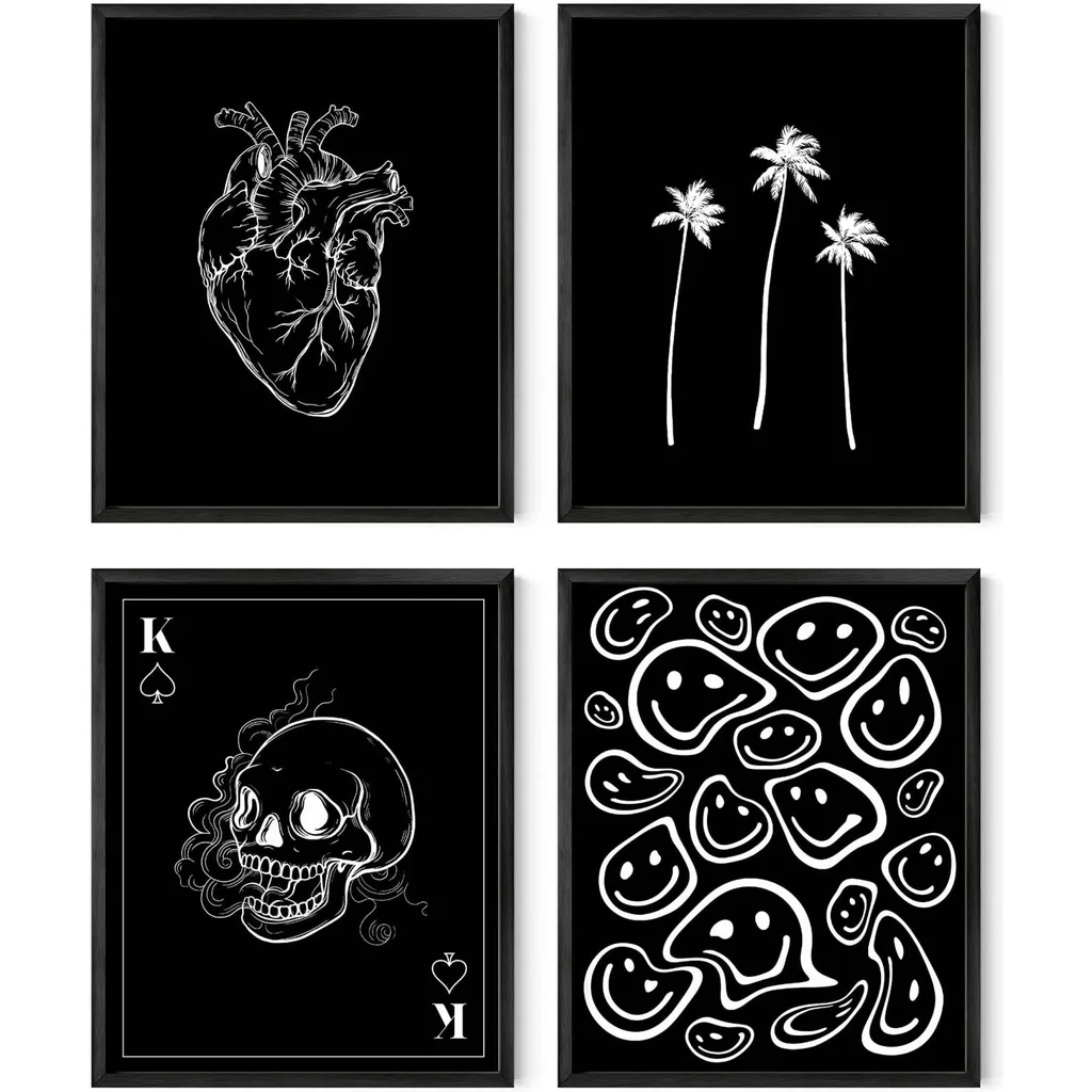 ALAYRA Black and White Poster - Skeleton Poster Art, Cool Posters For Room, Aesthetic Posters For Bedroom, Grunge Posters For Room Aesthetic, Skull Poster, Goth Posters (Unframed, 8x10) 01 - Image 4
