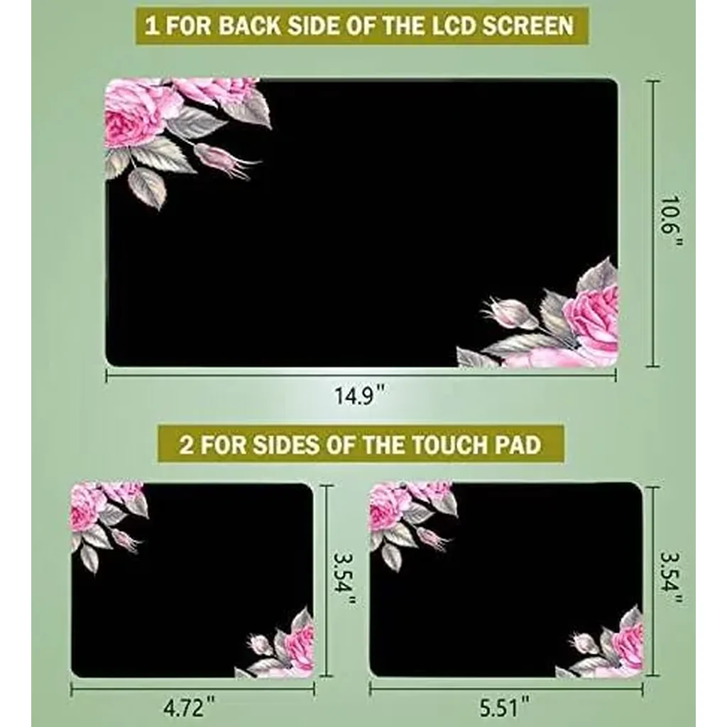 ALAYRA Black Flower 11.6 13 13.3 14 15 15.6 Inch Netbook Laptop Skin Sticker Reusable Protector Cover Case for Laptop Notebook FY-NEK-11 01 - Image 5