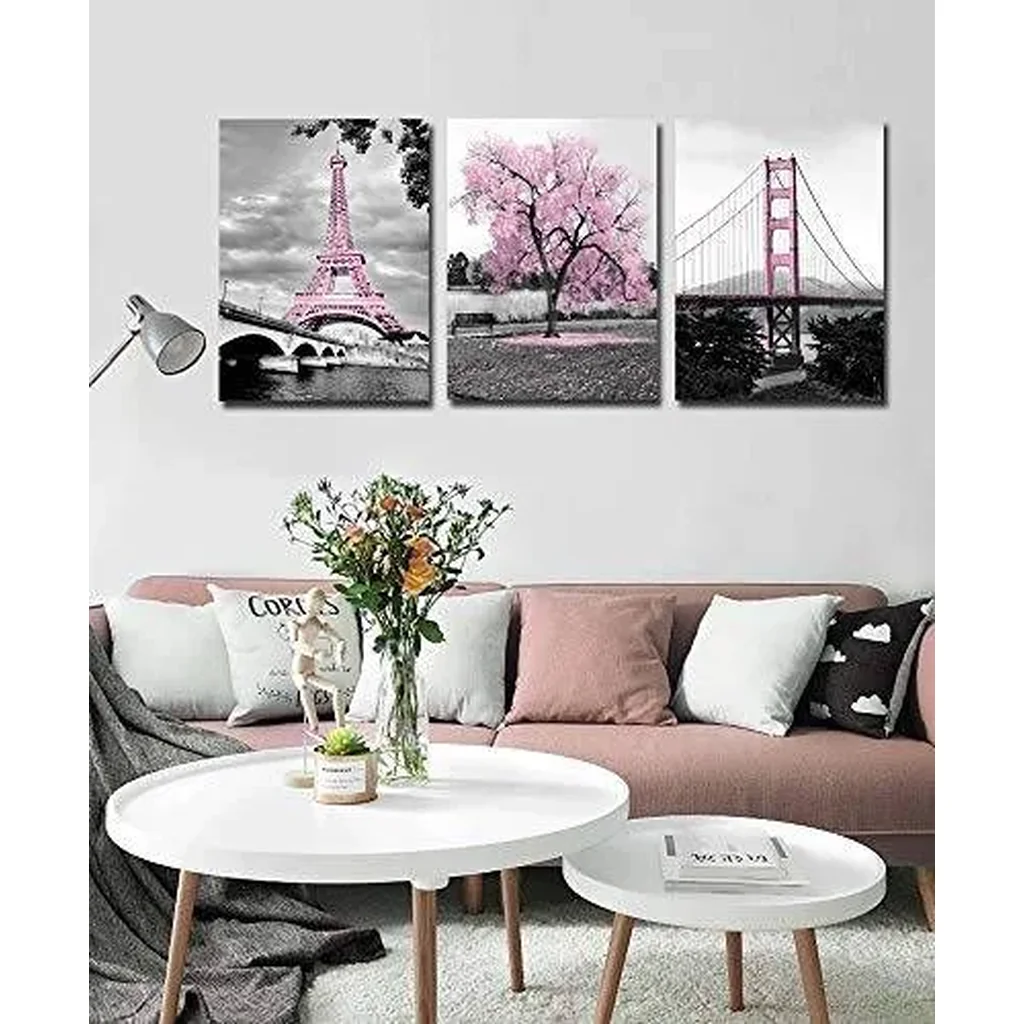 ALAYRA Black White Blue Rose Flowers Canvas Wall for Home Decor 16''x24''x3panel 01 - Image 2