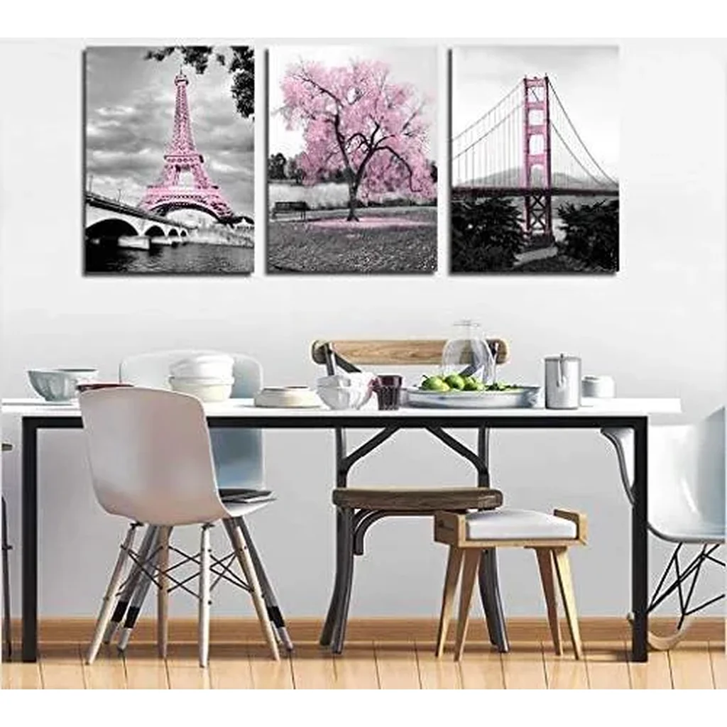 ALAYRA Black White Blue Rose Flowers Canvas Wall for Home Decor 16''x24''x3panel 01 - Image 3