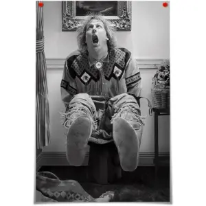 ALAYRA Black White Vintage Humor Movie Dumb and Dumber Aesthetic Posters Retro Classic Funny Harry Dunne on Toilet Canvas Wall Art Modern Funky Prints Paintings Bathroom Decor 12x16in Unframed 01