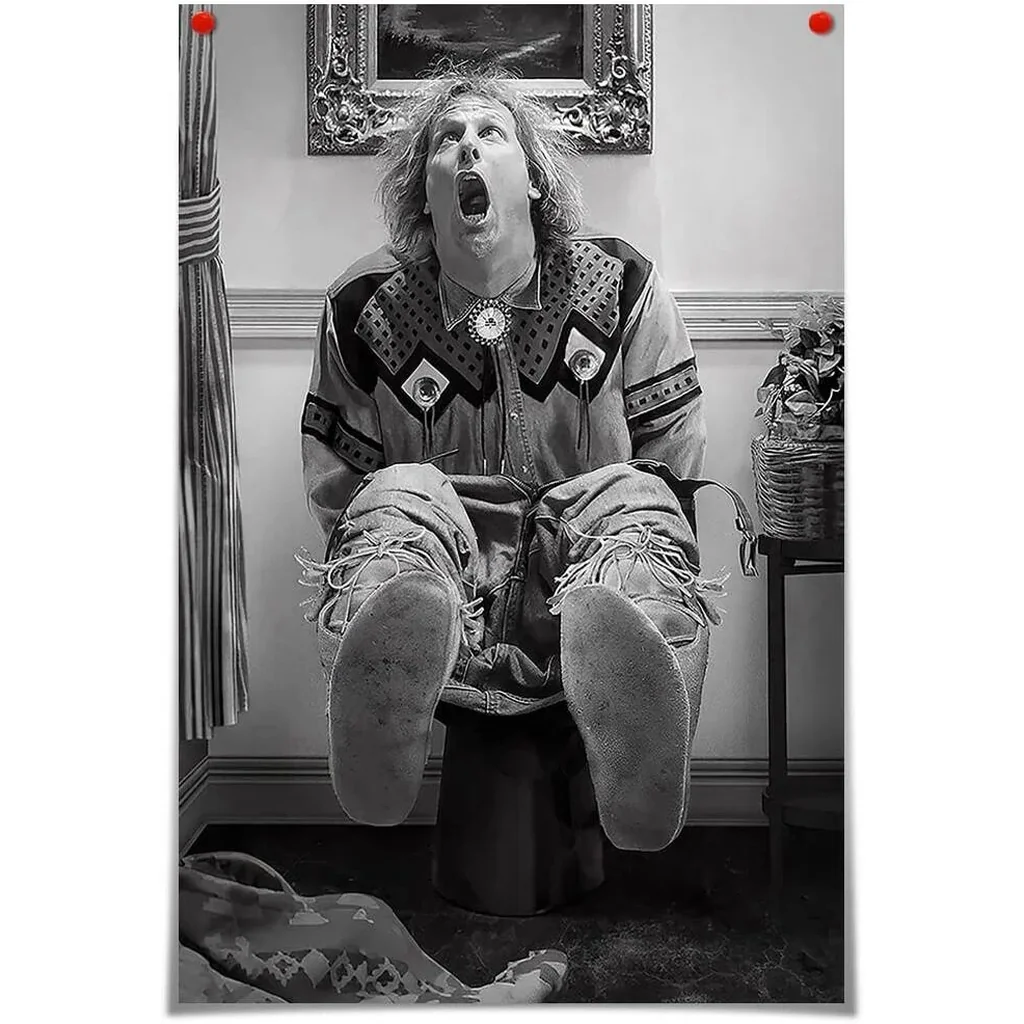 ALAYRA Black White Vintage Humor Movie Dumb and Dumber Aesthetic Posters Retro Classic Funny Harry Dunne on Toilet Canvas Wall Art Modern Funky Prints Paintings Bathroom Decor 12x16in Unframed 01