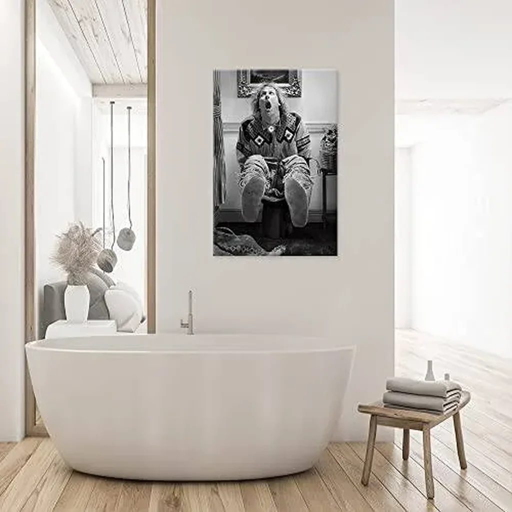 ALAYRA Black White Vintage Humor Movie Dumb and Dumber Aesthetic Posters Retro Classic Funny Harry Dunne on Toilet Canvas Wall Art Modern Funky Prints Paintings Bathroom Decor 12x16in Unframed 01 - Image 2