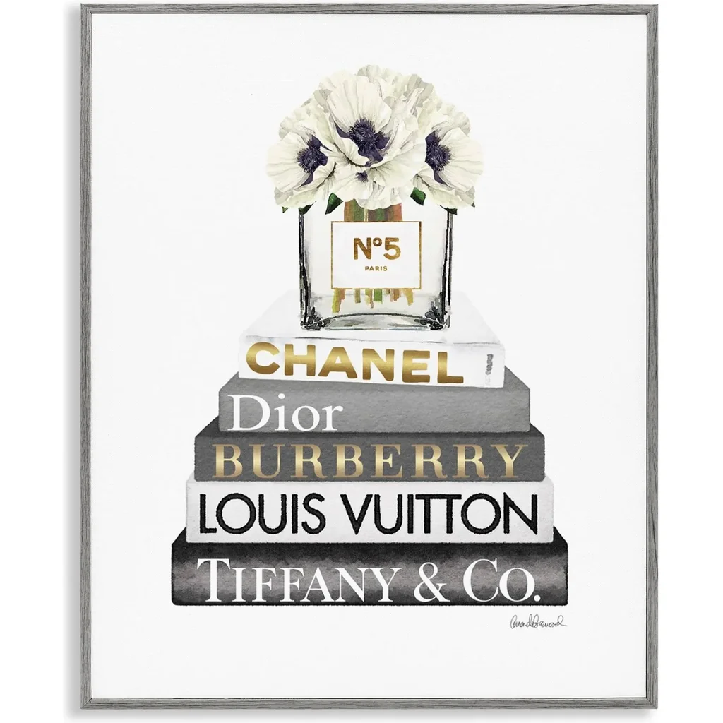 ALAYRA Blooming White Floral Display on Glam Designer Bookstack, Design by Amanda Greenwood 01