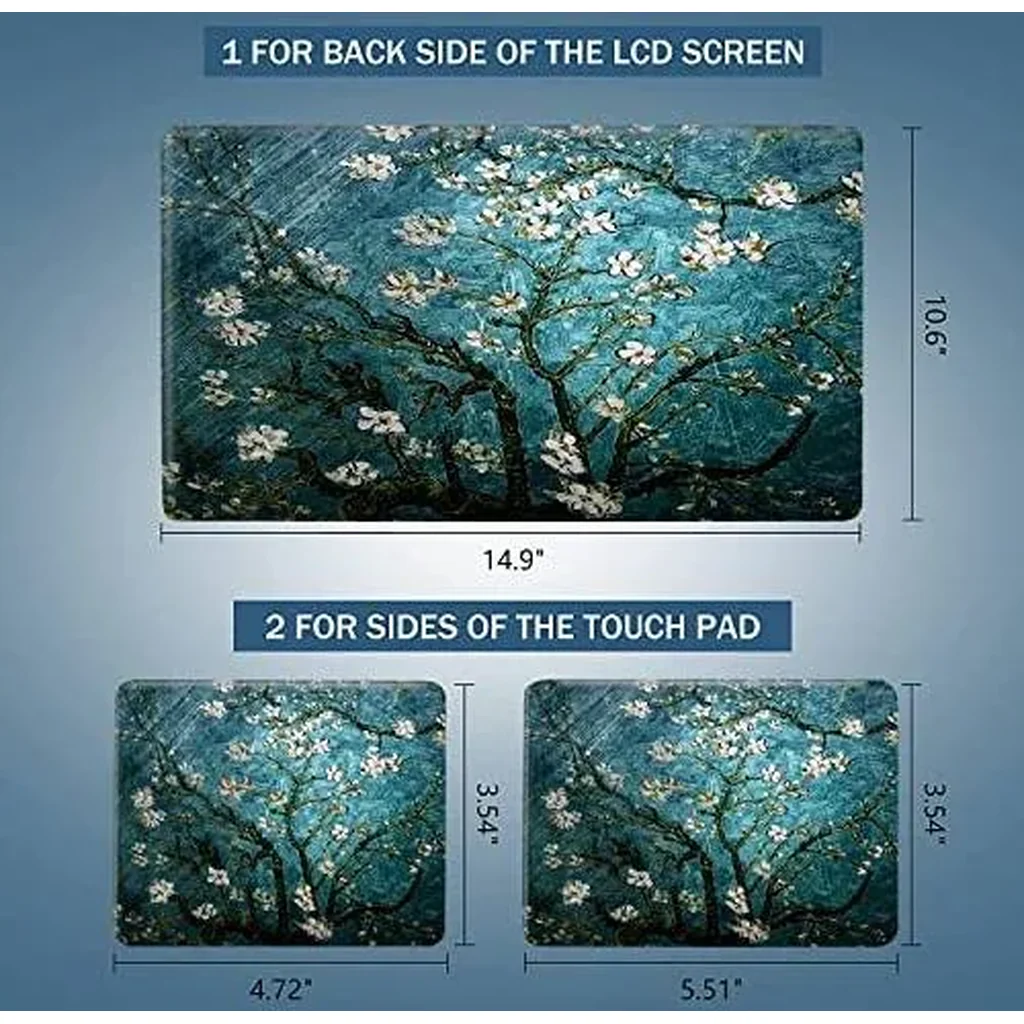 ALAYRA Blue Apricot Flower 12.1 13 13.3 14 15 15.4 15.6 Inches Personalized Laptop Skin Sticker Universal Netbook Skin Sticker Reusable Notebook PC Art Protector 01 - Image 2