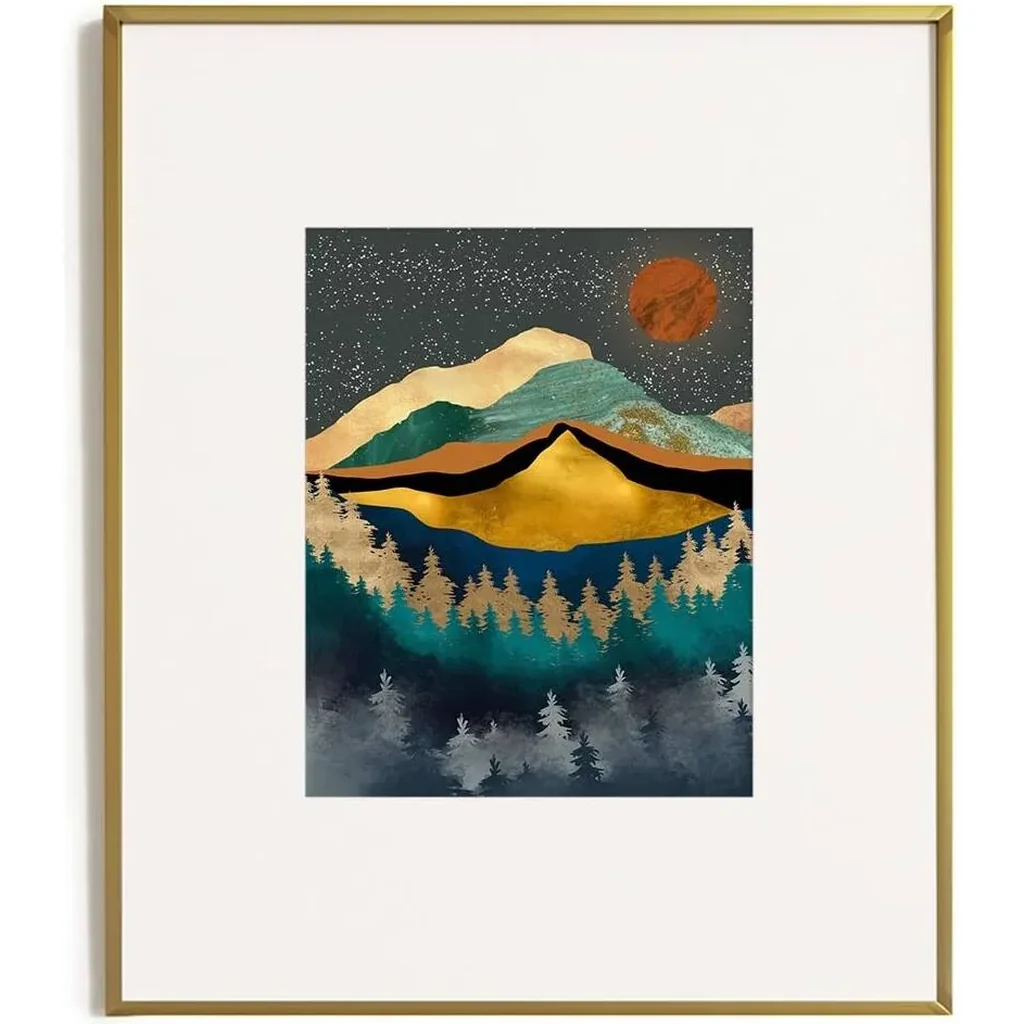 ALAYRA Boho Mountain Wall Decor - Unframed 12x16, Mid Century Modern Nature Wall Art for Living Room, Teal Bathroom Decorations, Bedroom, Abstract Office Gifts, Posters for Room Aesthetic Art 7 01 - Image 2