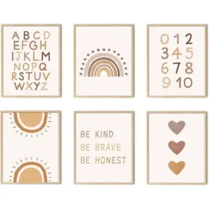 ALAYRA Boho Nursery Decor You Are My Sunshine Unframed Art Prints Decor 8 x10 inch Set of 6 Boho Rainbow Decor for Girls Bedroom Alphabet playroom wall decor (Rainbow, 11'' x 14'') 01