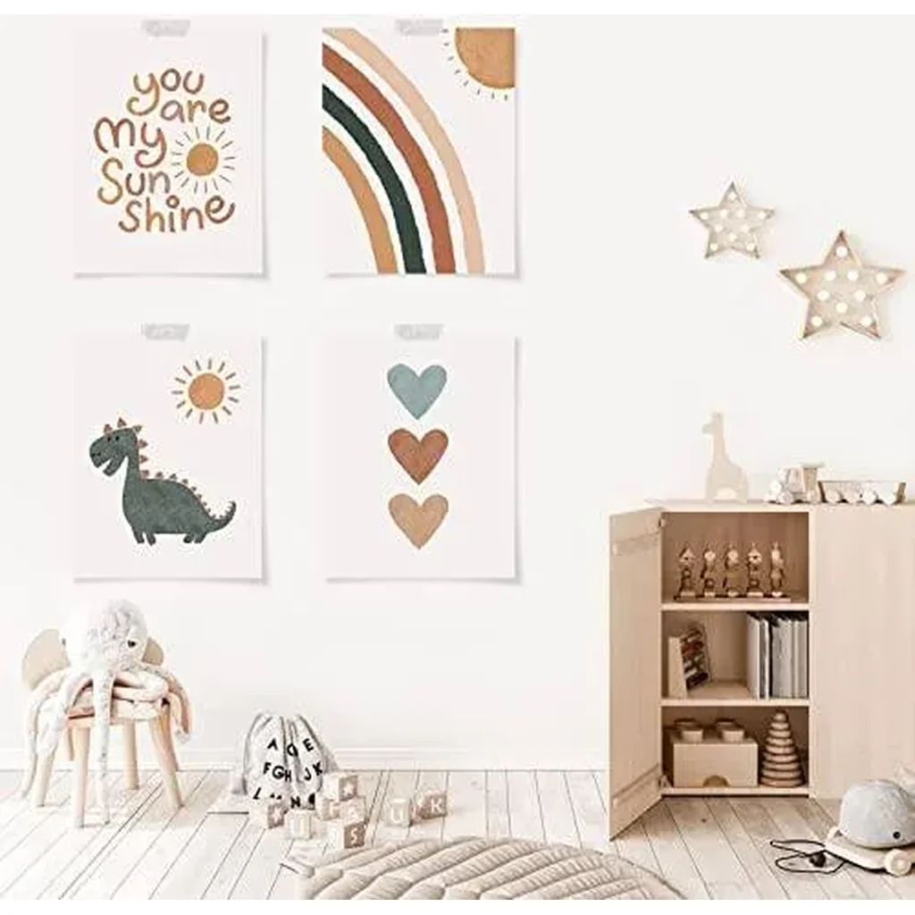 ALAYRA Boho Nursery Decor You Are My Sunshine Unframed Art Prints Decor 8 x10 inch Set of 6 Boho Rainbow Decor for Girls Bedroom Alphabet playroom wall decor (Sunshine, 11'' x 14'') 01 - Image 5