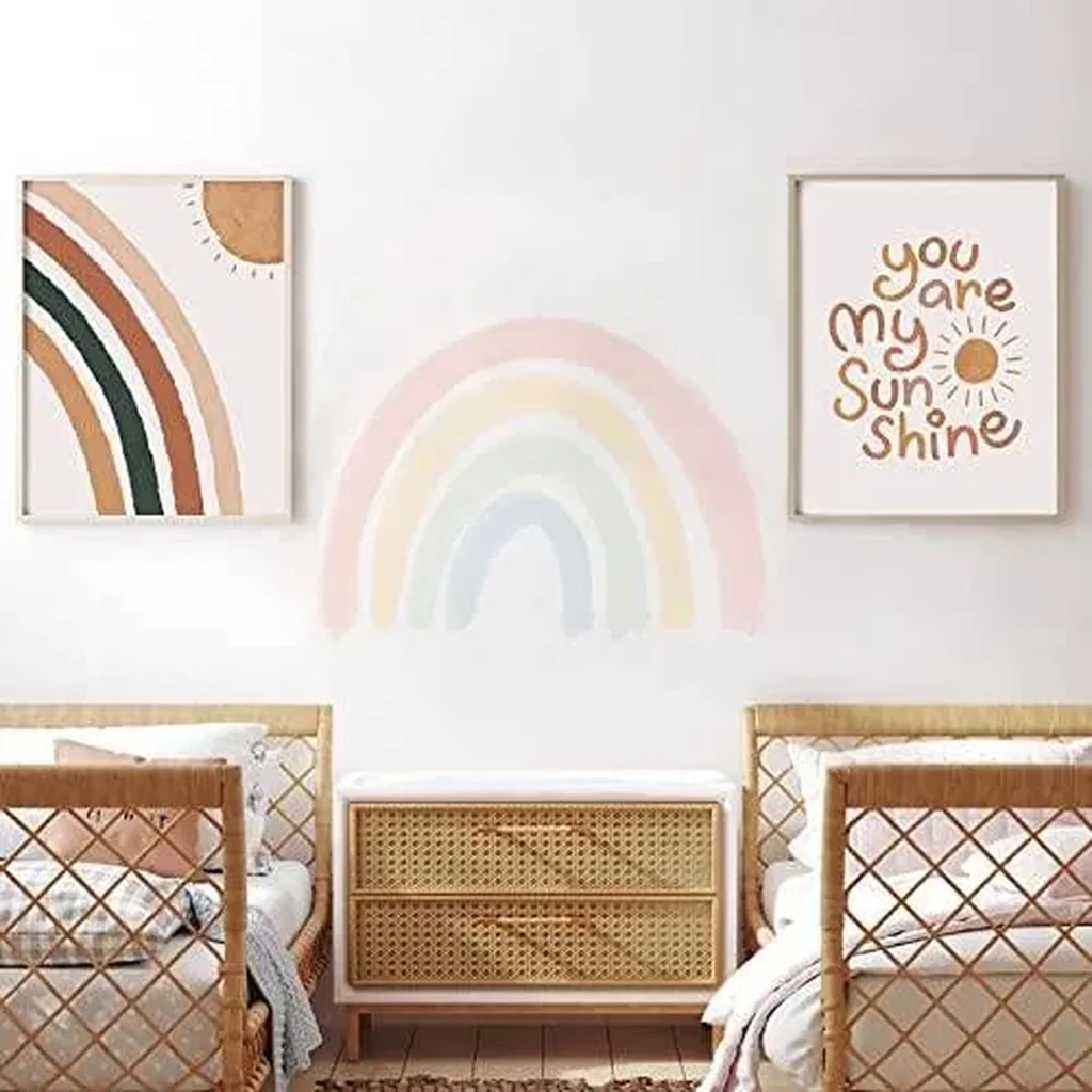ALAYRA Boho Nursery Decor You Are My Sunshine Unframed Art Prints Decor 8 x10 inch Set of 6 Boho Rainbow Decor for Girls Bedroom Alphabet playroom wall decor (Sunshine, 8'' x 10'') 01 - Image 4