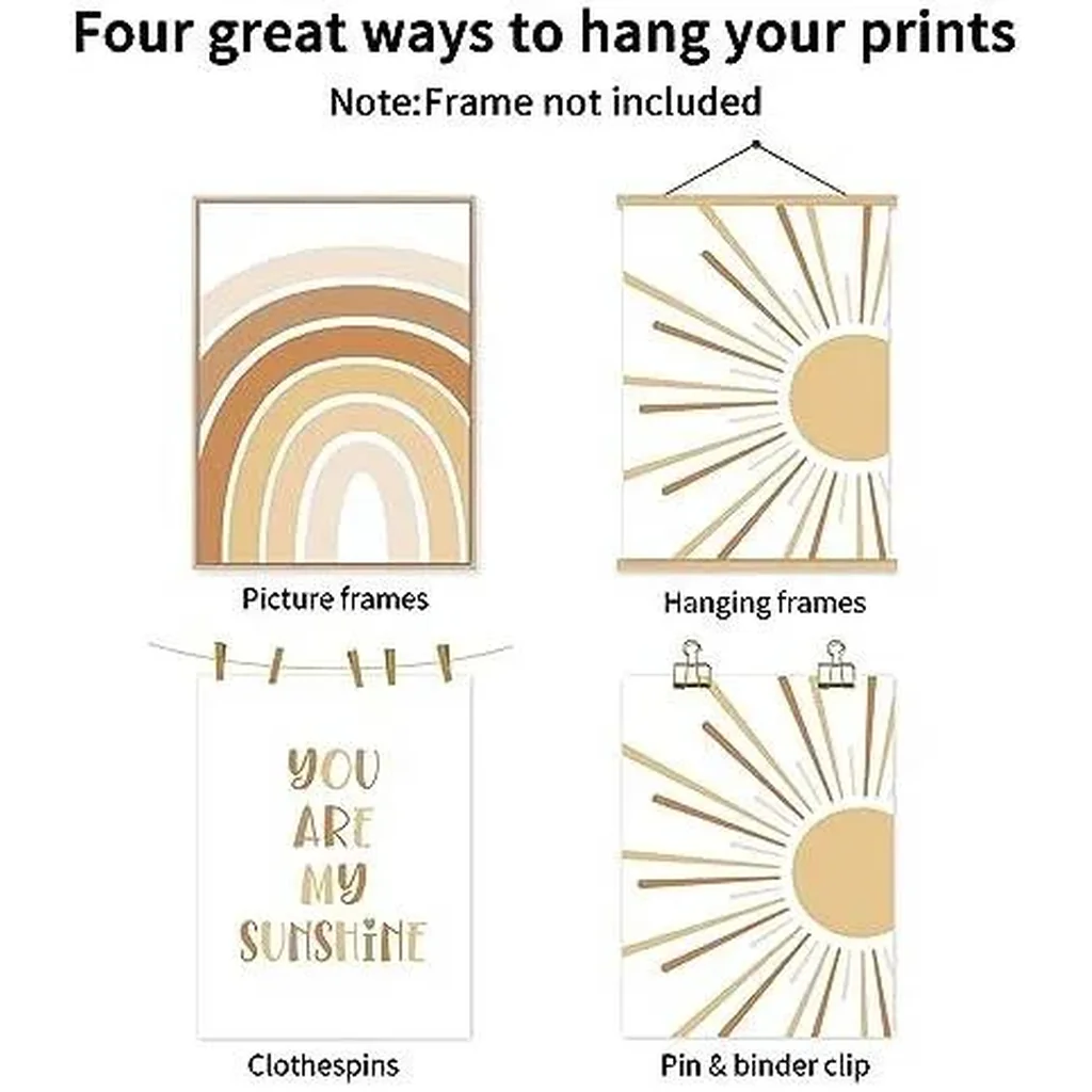 ALAYRA Boho Nursery Wall Art Baby Girl Wall Decor Kids Rainbow Canvas Wall Art You Are My Sunshine Pictures Toddler Sun Prints Nursery Artwork for Room Bedroom Set of 3 16x24 Inch Unframed 01 - Image 7