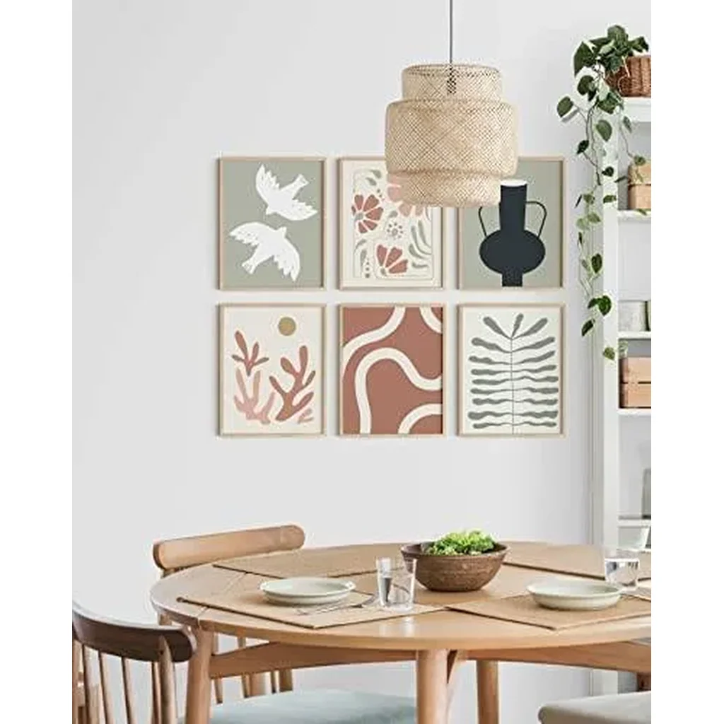ALAYRA Boho Posters - 6 Piece Art, Nature Wall Prints, Neutral Art, Minimal Art Print, Modern Gallery Wall, Botanical Print, Plants Poster, Boho Posters For Room Aesthetic, (Unframed 8x10) 01 - Image 4
