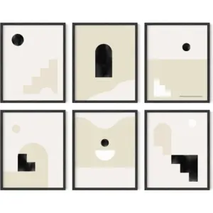 ALAYRA Boho Prints Neutral Wall Art - Set of 6 Boho Posters Mid Century Modern Wall Art Boho Prints Wall Art Boho Posters and Prints Wall Art Mid Century Modern Bohemian Wall Art UNFRAMED 8x10 01