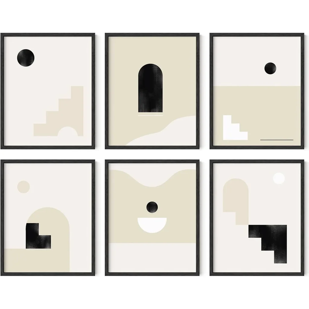 ALAYRA Boho Prints Neutral Wall Art - Set of 6 Boho Posters Mid Century Modern Wall Art Boho Prints Wall Art Boho Posters and Prints Wall Art Mid Century Modern Bohemian Wall Art UNFRAMED 8x10 01