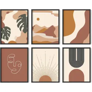 ALAYRA Boho Prints Neutral Wall Art (Set of 6, Unframed, 11 x 14) 01