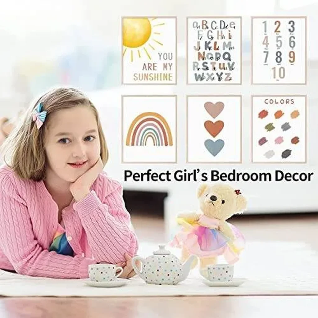 ALAYRA Boho Rainbow Classroom Decor You Are My Sunshine Wall Decor Alphabet Poster for Toddlers Wall Art Print 11 x 14 inch Set of 6 Unframed Nursery Decor Neutral Playroom Wall Decor 01 - Image 2