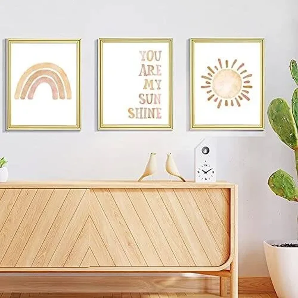 ALAYRA Boho Rainbow Decor Set of 3 Prints for Girls Bedroom, Canvas Unframed Pastel Decorations You are My Sunshine Nursery Wall Art for School (8''x10''), 3PCS 01 - Image 3