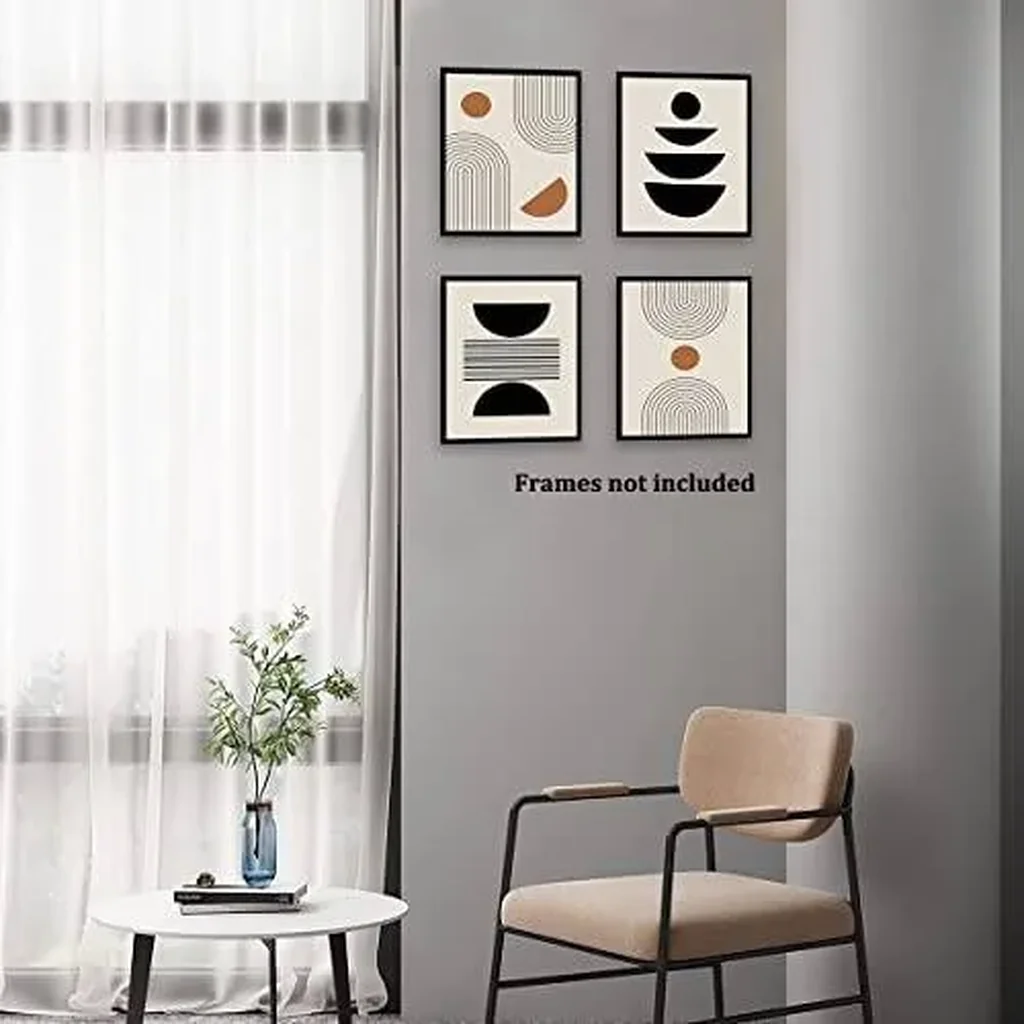 ALAYRA Boho Wall Art Mid-Century Modern Decor Minimalist Wall Art Posters Unframed Geometric Abstract Canvas Wall Art Living Room Bedroom Bathroom Boho Wall Decor (Abstract Boho) 01 - Image 5