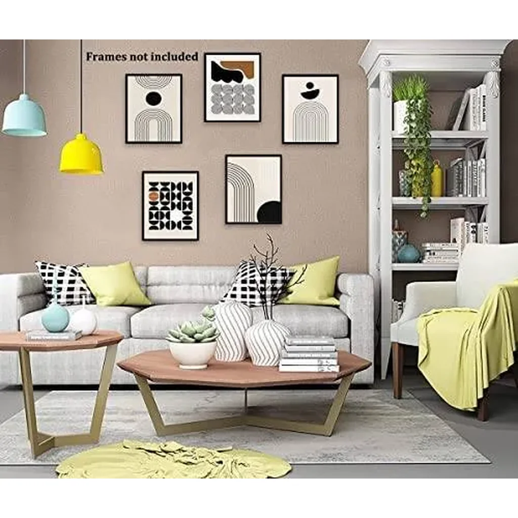ALAYRA Boho Wall Art Mid-Century Modern Decor Minimalist Wall Art Posters Unframed Geometric Abstract Canvas Wall Art Living Room Bedroom Bathroom Boho Wall Decor (Neutral Boho) 01 - Image 4