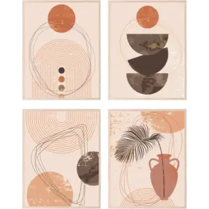 ALAYRA Boho Wall Art Minimalistic Room Decor Mid Century Modern Wall Art - Set of 4 Botanical Prints Boho Wall Decor Boho Art Wall Decor, Botanical Wall Art Minimalist Wall Art (8x10) Unframed 01
