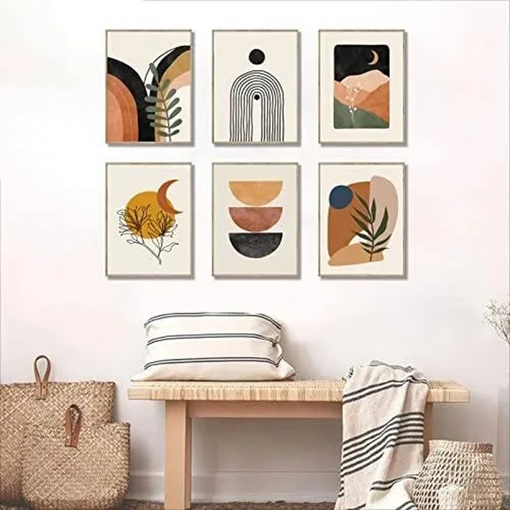 ALAYRA Boho Wall Art Prints, Mid-Century Modern Wall Art, Minimalist Boho Wall Decor for Bedroom Living Room Bathroom Office Gallery Boho Room Decor(8" X 10", Unframed) 01 - Image 2