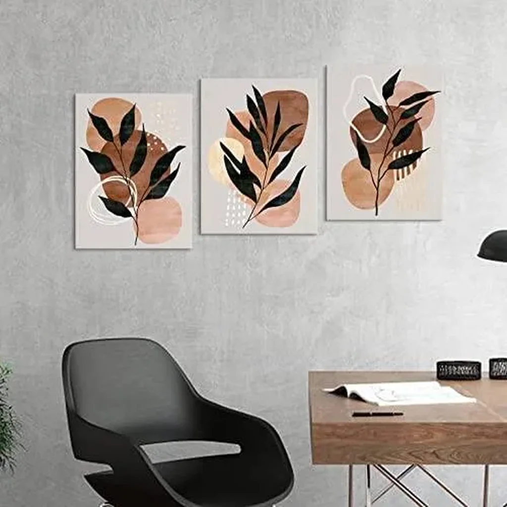 ALAYRA Boho Wall Art Set of 3 Minimalist Wall Pictures Abstract Botanical Geometric Canvas Prints Mid Century Modern Wall Decor for Living Room Bedroom Home Office 16"x24"x3 Pcs 01 - Image 2