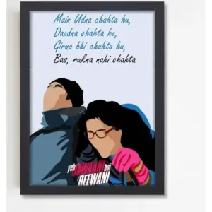 ALAYRA Bollywood Movie Ye Jawani Hai Deewani Motivational Quote Poster Frame for Wall Decoration Framed Poster with A4 Size10x13, Photo frame for Room, Hostel Living Room 01