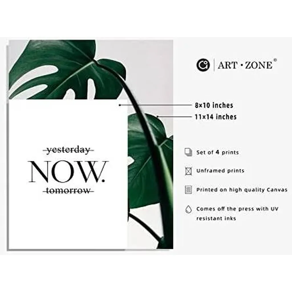 ALAYRA Botanical Leaf Wall Art, Motivational Wall Art Prints Canvas Poster, 8x10 Prints Unframed Set of 4 Plant Aesthetic for Bedroom Decor 01 - Image 2