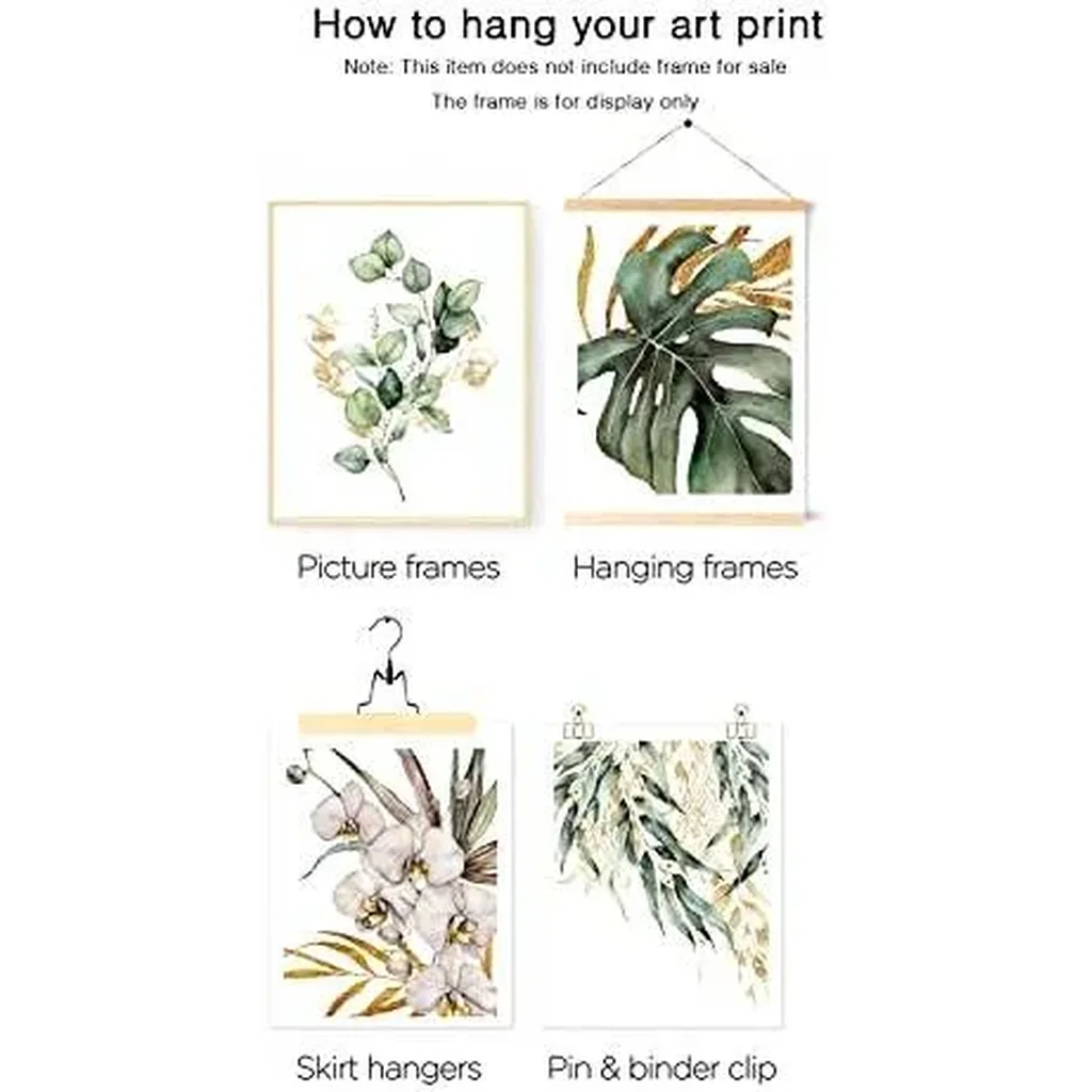 ALAYRA Botanical Print Leaves Wall Art Canvas Prints Plant Poster for Bedroom Living Room Wall Decor Gold and Green Leaves Unframed Set of 4 01 - Image 2
