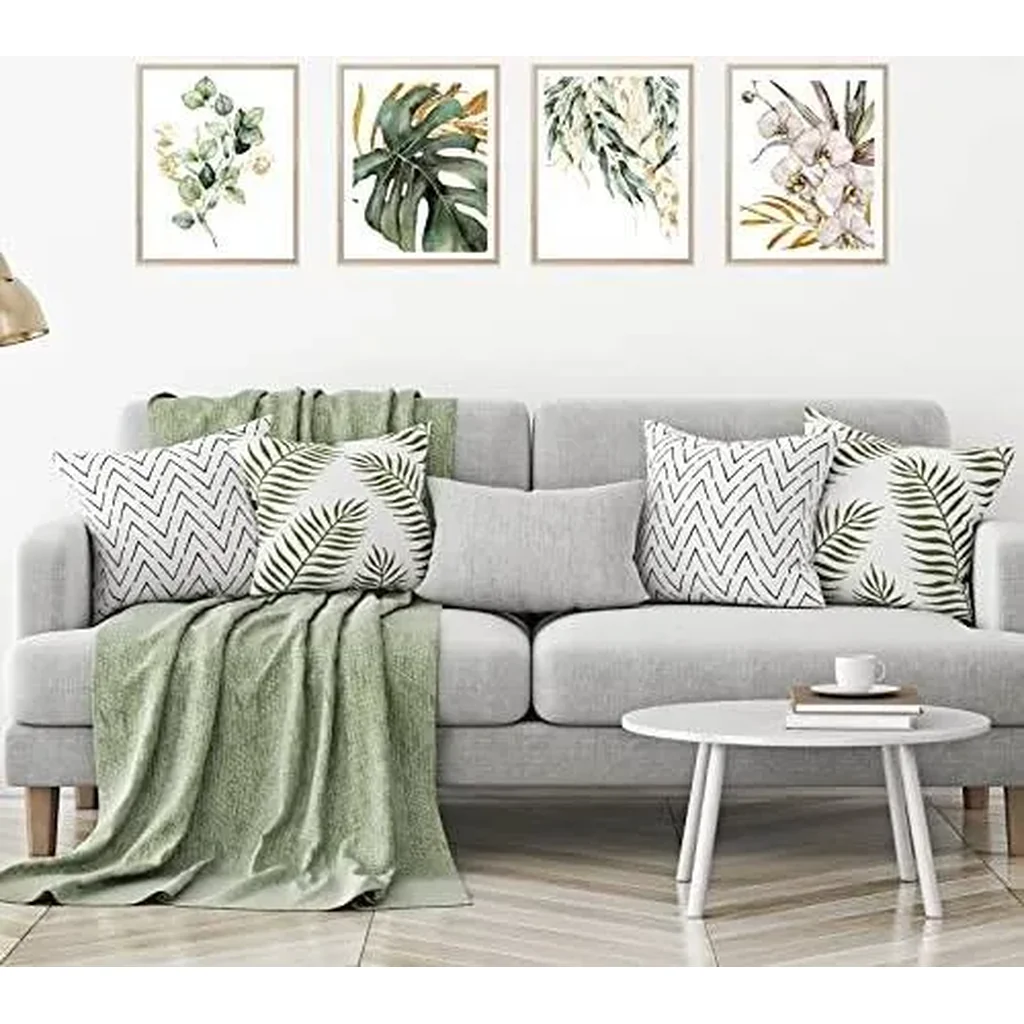 ALAYRA Botanical Print Leaves Wall Art Canvas Prints Plant Poster for Bedroom Living Room Wall Decor Gold and Green Leaves Unframed Set of 4 01 - Image 5