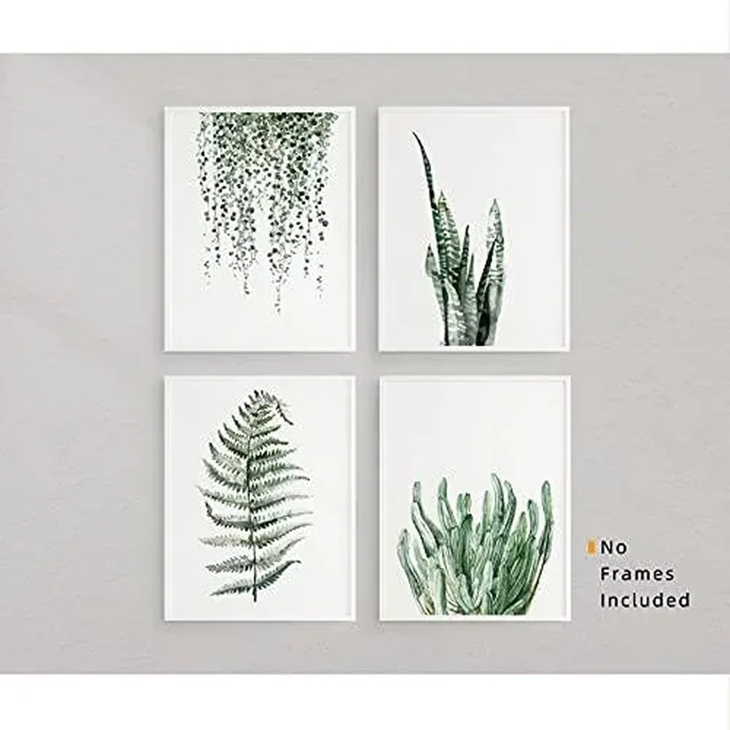 ALAYRA Botanical Prints Poster Wall Decor for Living Room, Plant Painting 8x10 Canvas Unframed Set of 4, Leaf Art (8x10, A/Green) 01 - Image 4