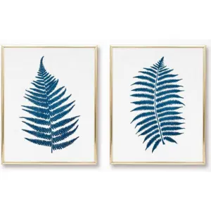 ALAYRA Botanical Prints Wall Art - (UNFRAMED 8 x 10) Boho Decor, Bohemian Living Room Bedroom Bathroom Entry Way Office (Blue Fern Linen Background) 01