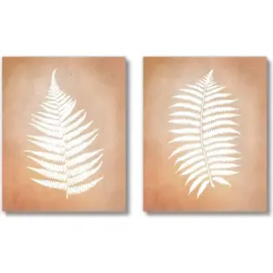 ALAYRA Botanical Prints Wall Art - (UNFRAMED 8 x 10) Boho Decor, Bohemian Living Room Bedroom Bathroom Entry Way Office (White Fern Camel Background) 01